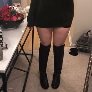 Over the knee, black leather boots . Size 7.5.